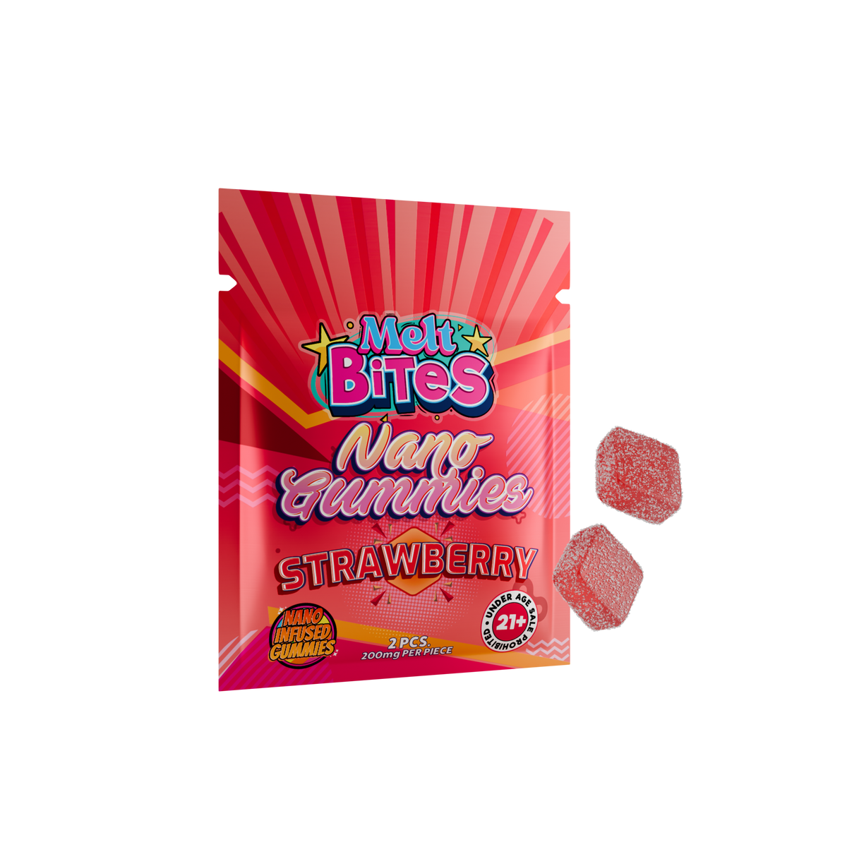 Fa t Acting THC Gummie  – Melt Bite  Nano 400mg | Rapid On et Edible  2-Pack - Melt